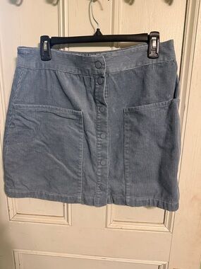 Truth Light Blue Corduroy Button-Front Mini Skirt